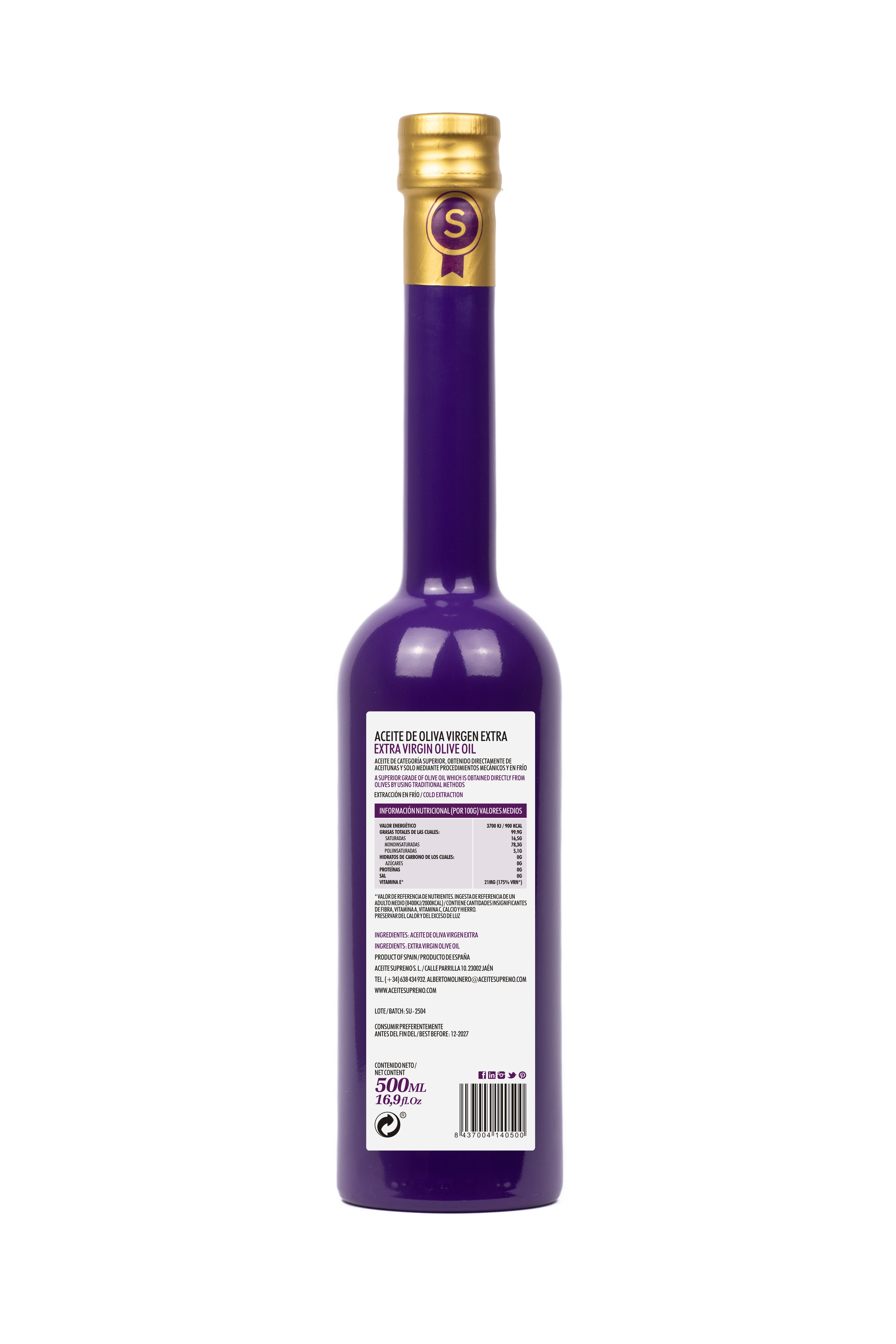 Aceite de Oliva Virgen Extra Picual 500ML - Nueva Cosecha 2025-2026