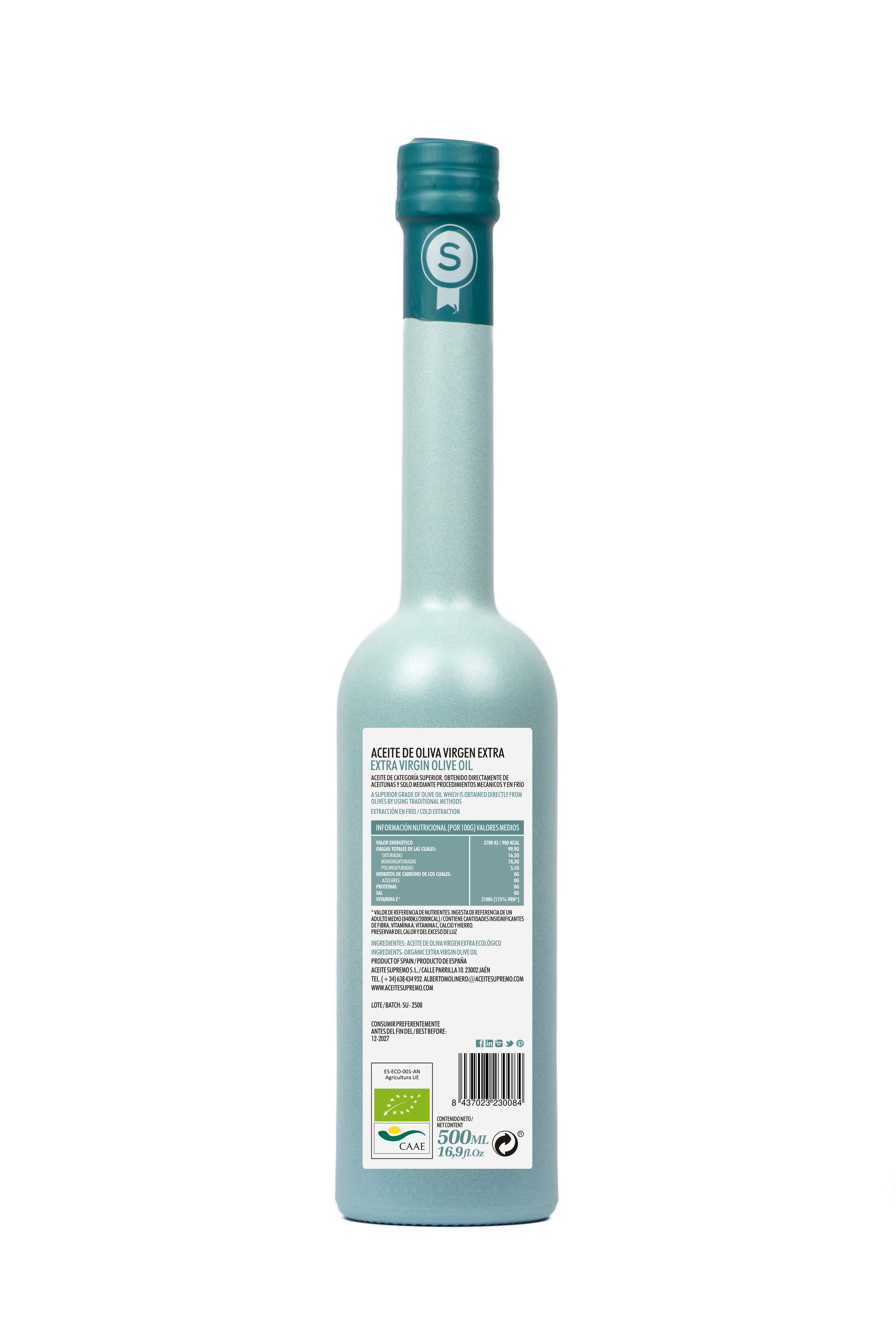 Aceite de Oliva Virgen Extra Royal Ecológico 500ML - Nueva Cosecha 2025-2026