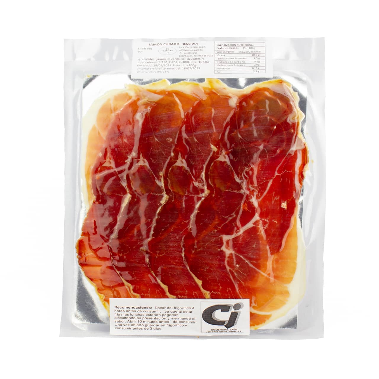 Jamón Serrano loncheado 100Gr Comercial Jaén