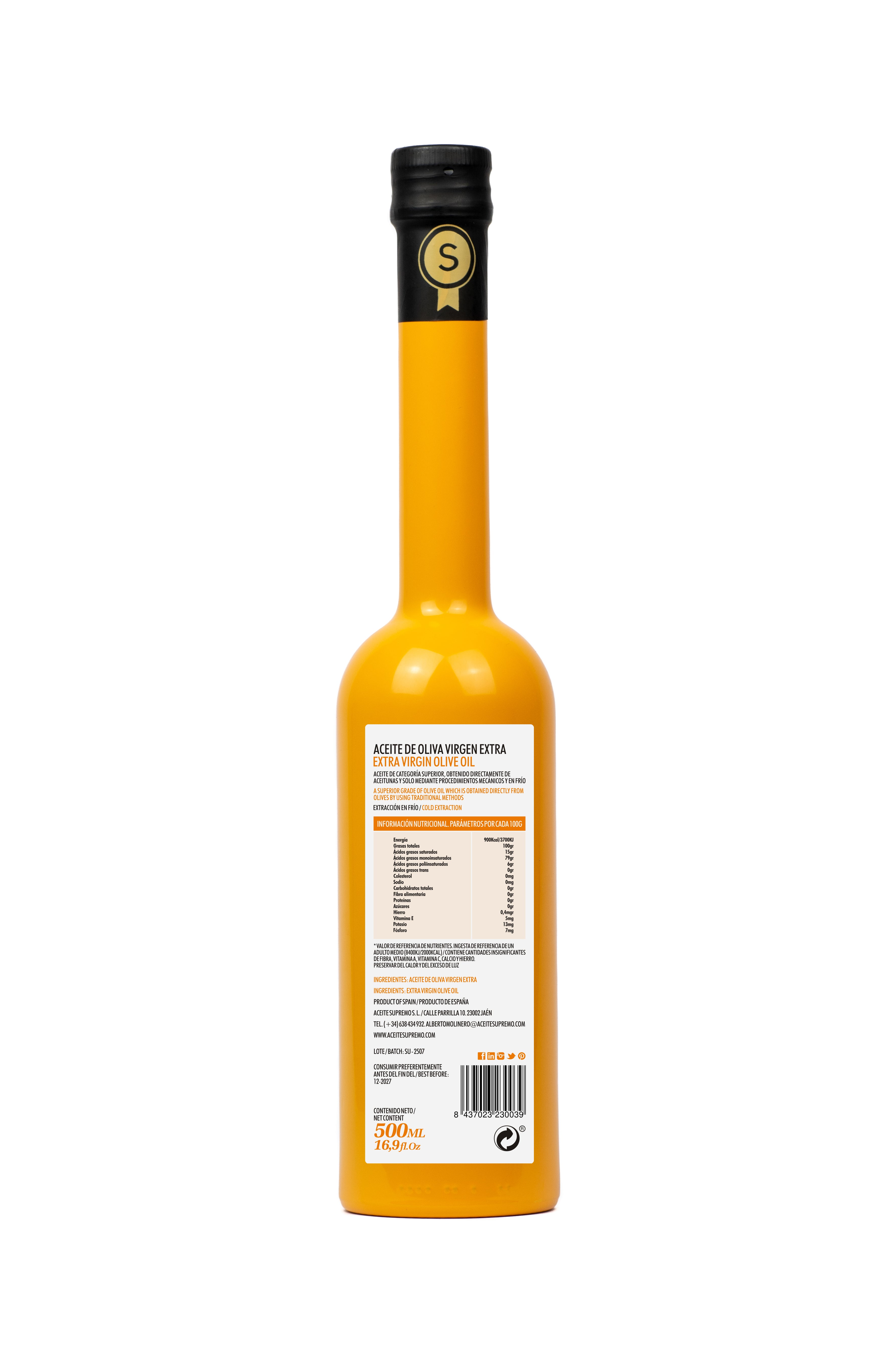 Aceite de Oliva Virgen Extra Hojiblanca 500ML - Nueva Cosecha 2025-2026