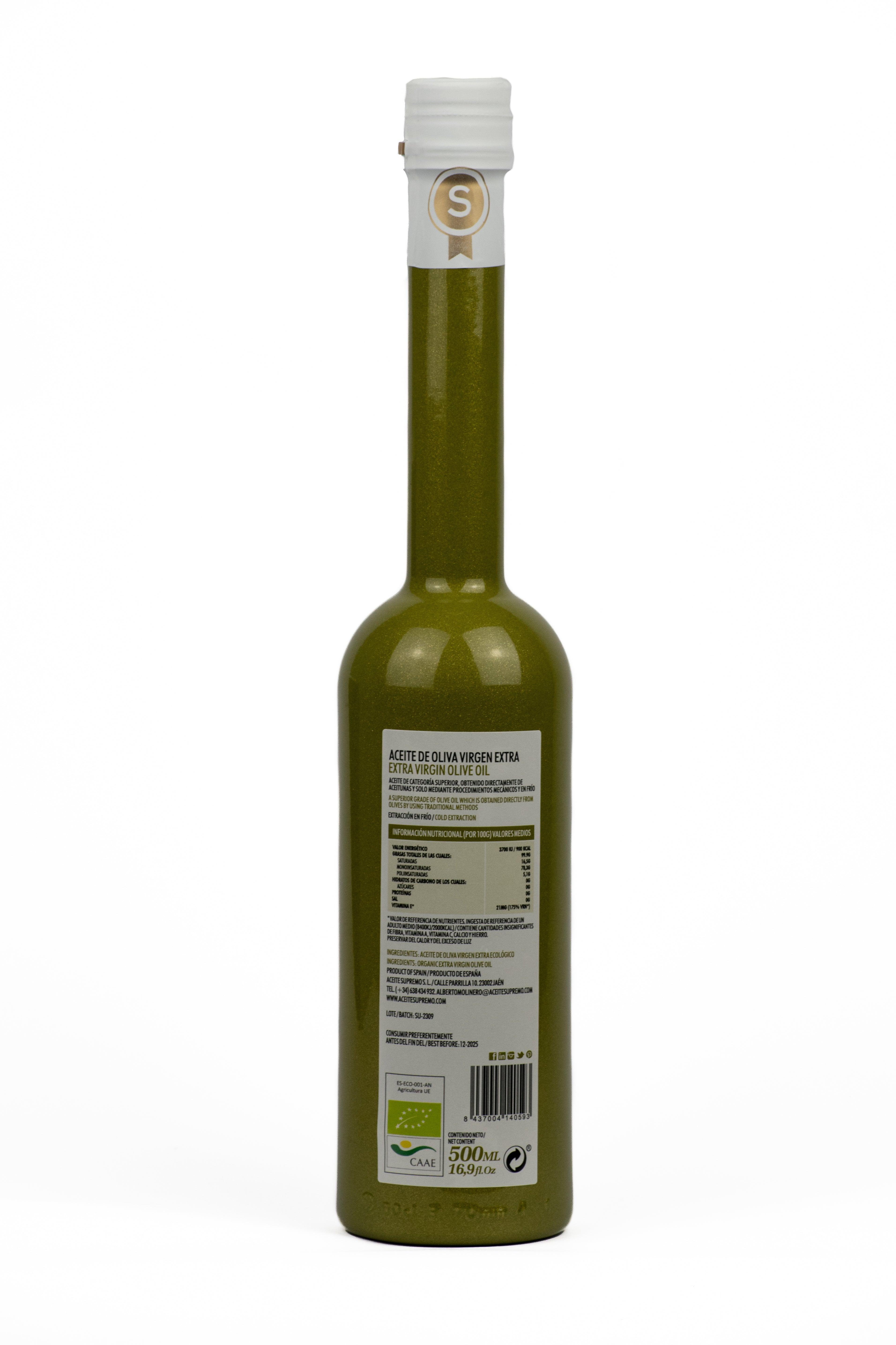 Aceite De Oliva Virgen Extra Cornezuelo Ecológico 500ML - Nueva Cosecha 2024-2025